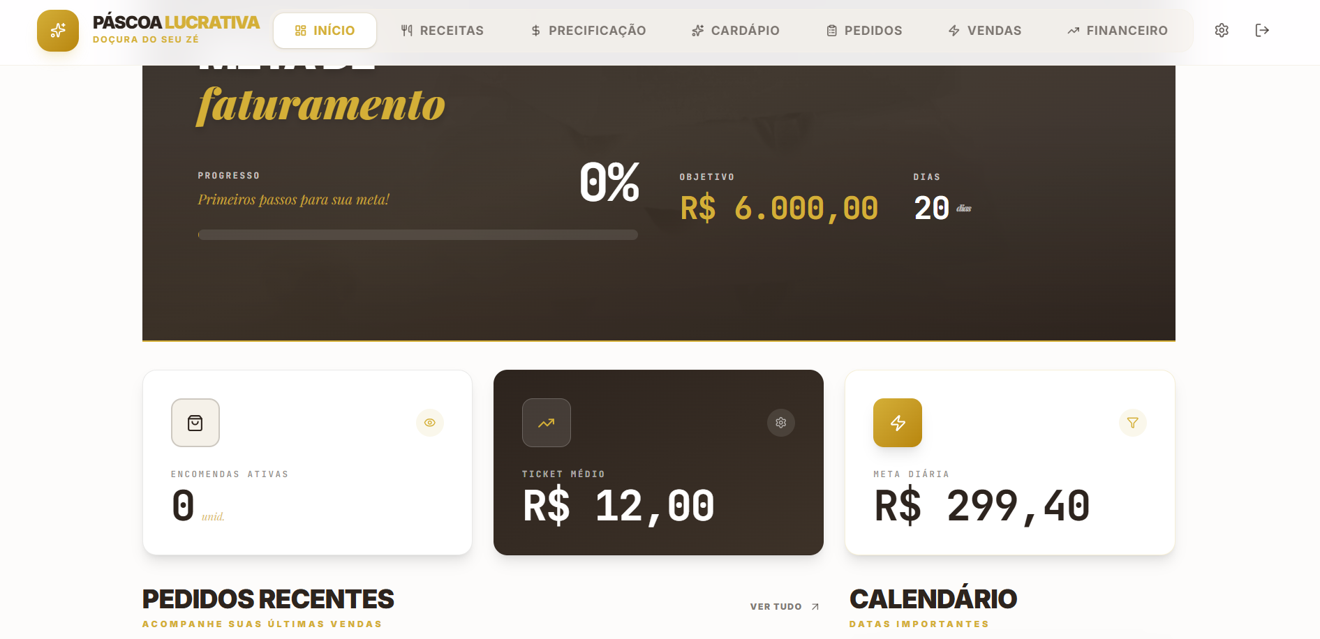 Visualização do Sistema Páscoa Lucrativa